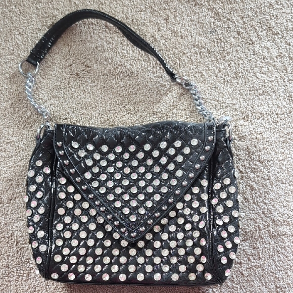 Black Rhinestone Studded Handbag - Picture 2 of 6